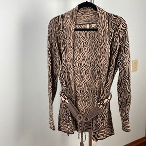 Brown/beige soft sweater jacket